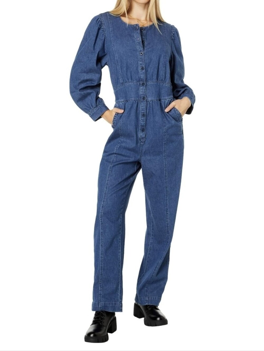 Madewell Women's Denim Straight-Leg Button-up Jumpsuit Size 6